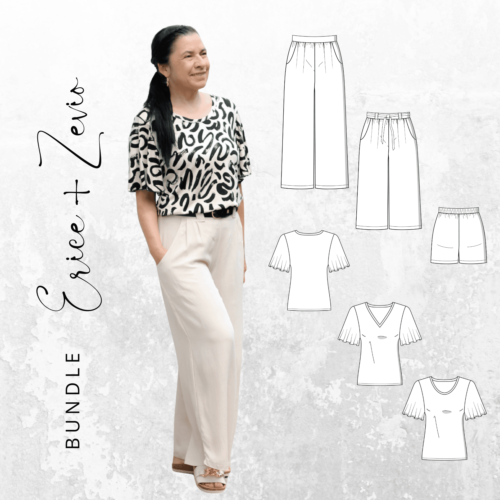 BUNDLE Schnittmuster Shirt ZEVIO Gr. 34-56 + Hose ERICE Gr. 32-56 - Sewando