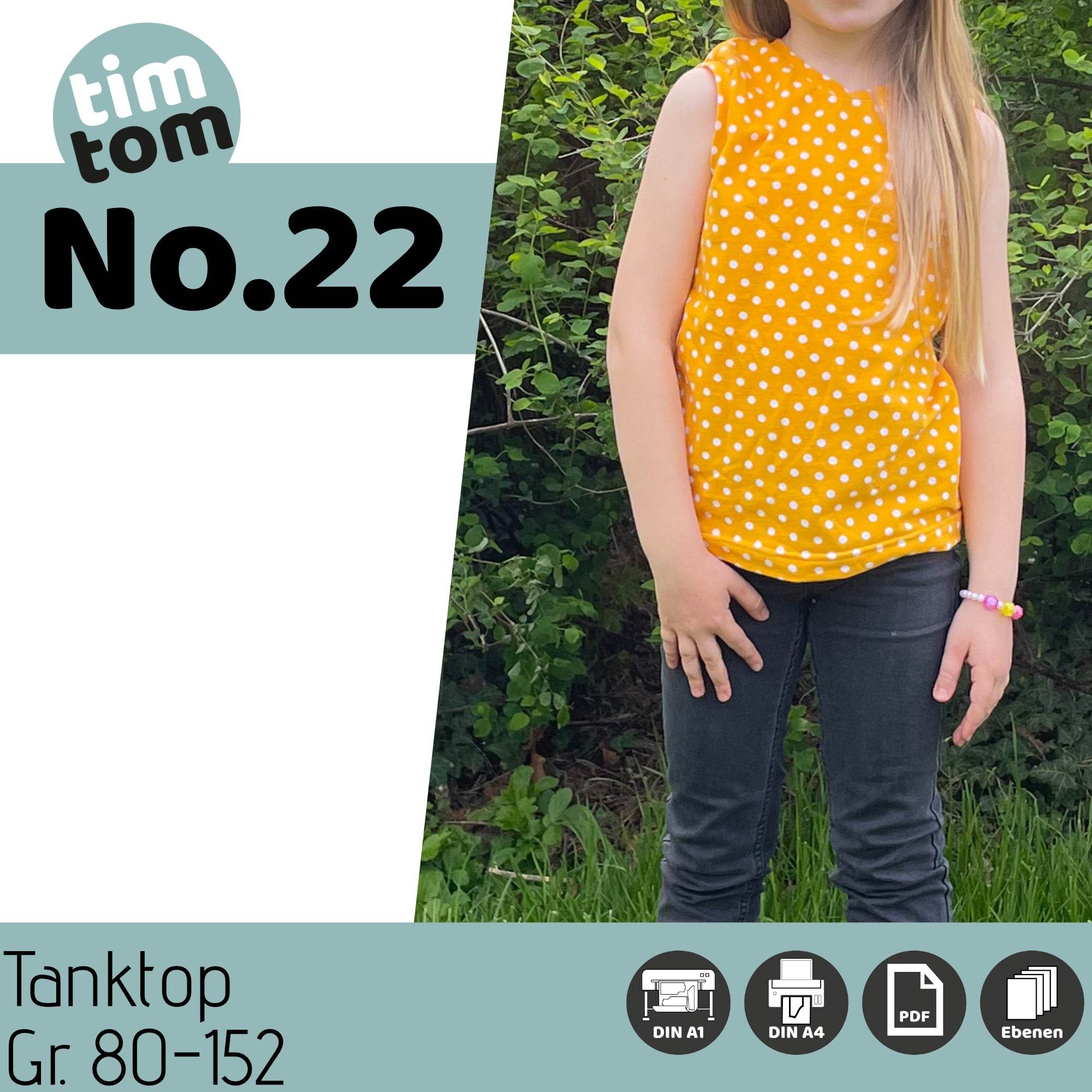 Schnittmuster timtom No.22 Tanktop mit vorne-wie-hinten-Ausschnitt Gr. 80-152 - Sewando