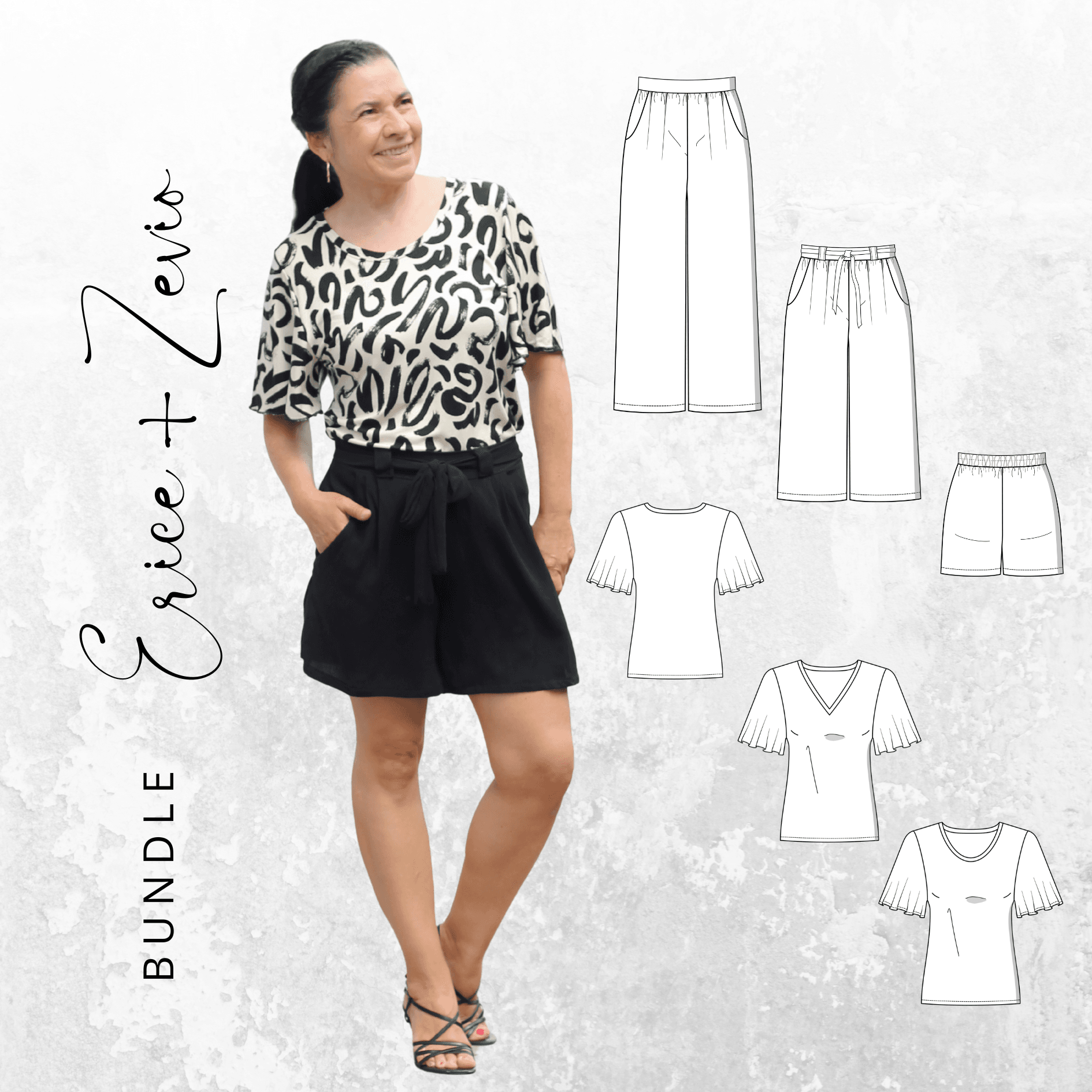 BUNDLE Schnittmuster Shirt ZEVIO Gr. 34-56 + Hose ERICE Gr. 32-56 - Sewando