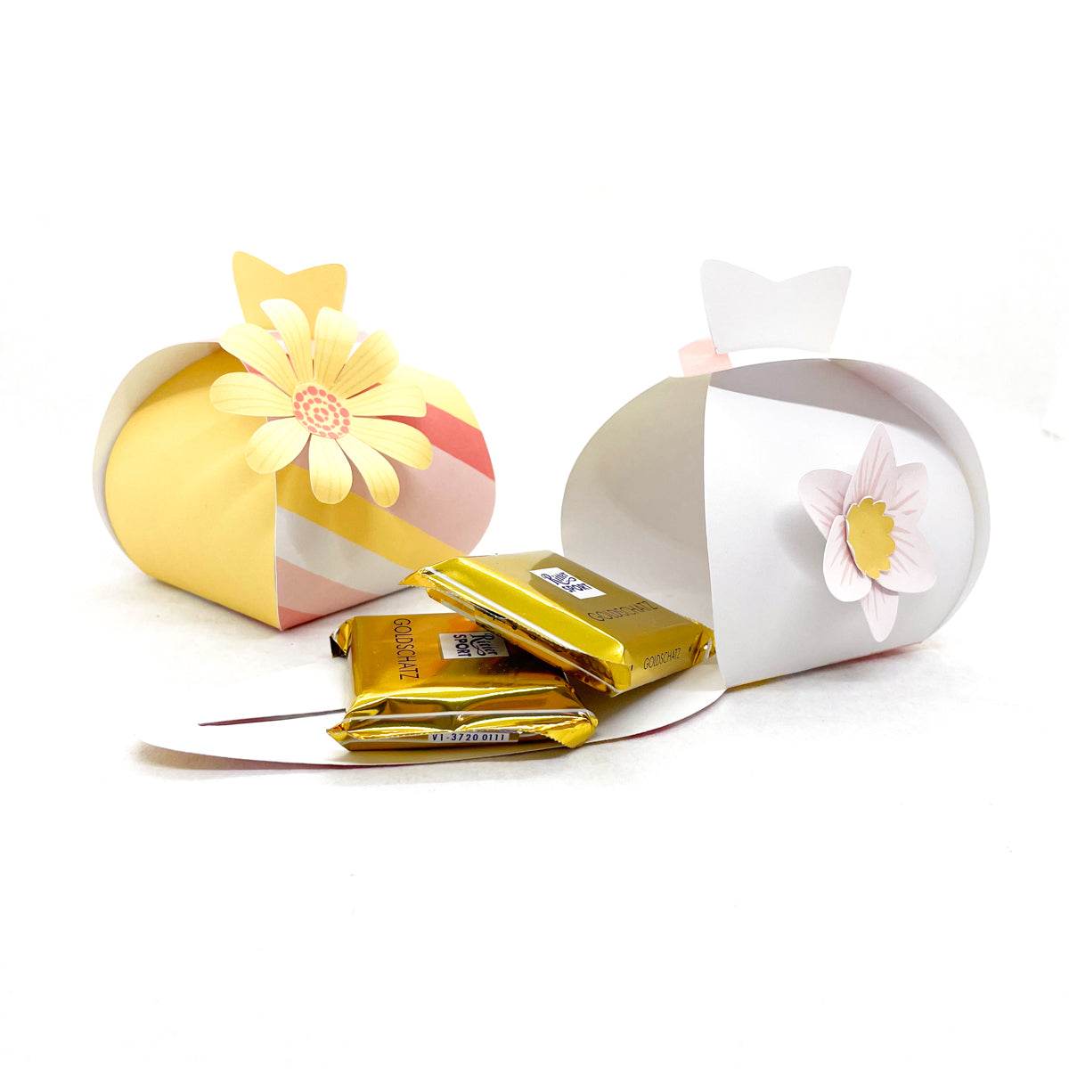 Geschenkbox Streifen mit Blume - Printable für Schere oder Plotter - Sewando