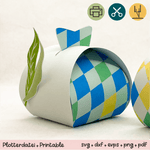 Geschenkbox Ostern Rauten blau / grün mit Blättern - Printable für Schere oder Plotter - Sewando
