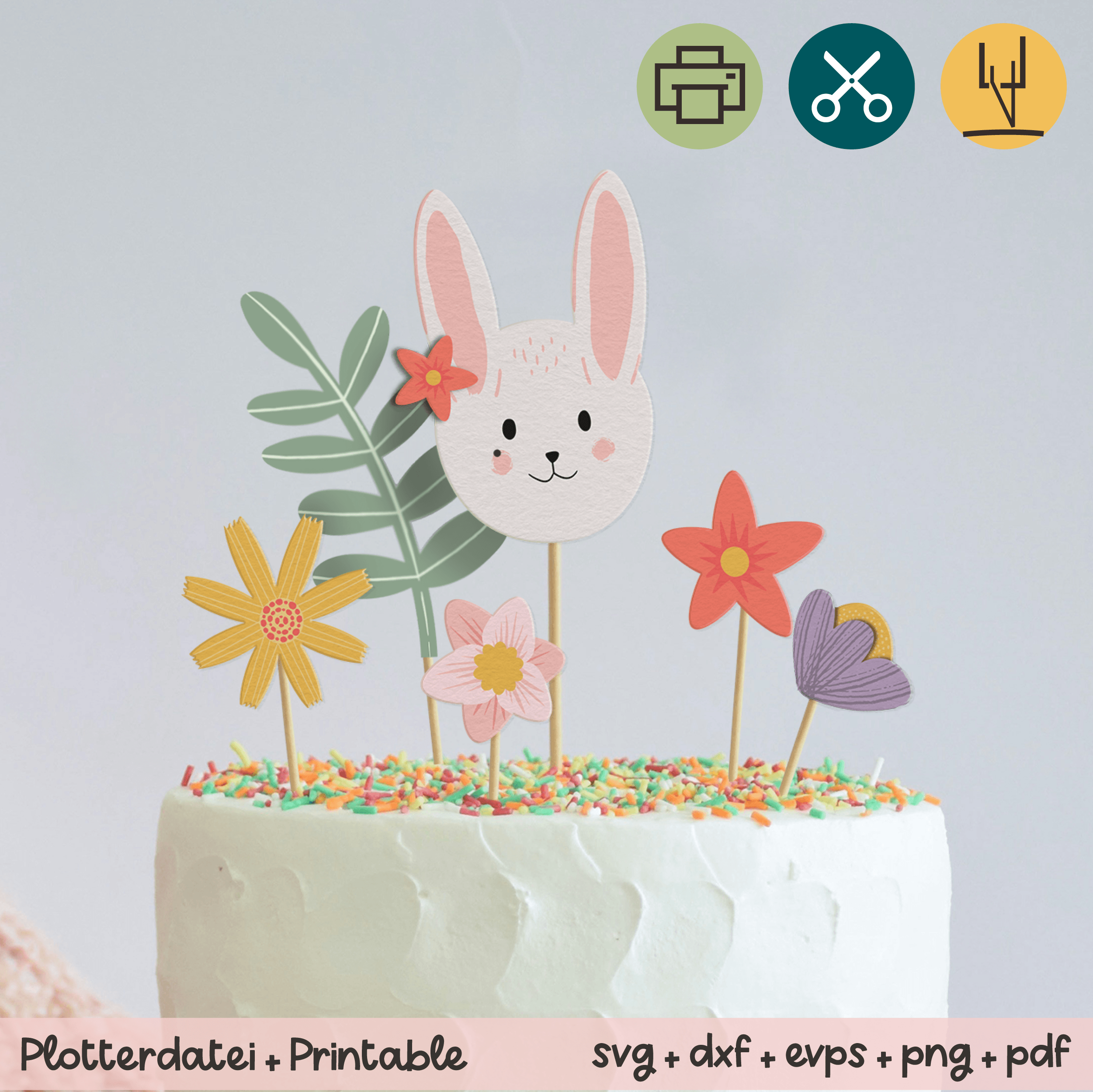 Tortenstecker / Cupcake-Stecker Ostern (Printable inkl. Plotterdatei) - Sewando