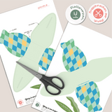 Geschenkbox Ostern Rauten blau / grün mit Blättern - Printable für Schere oder Plotter - Sewando
