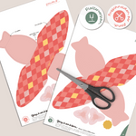 Geschenkbox Ostern Rauten rot / rosa mit Blume - Printable für Schere oder Plotter - Sewando