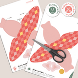 Geschenkbox Ostern Rauten rot / rosa mit Blume - Printable für Schere oder Plotter - Sewando