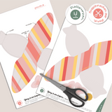 Geschenkbox Streifen rot / rosa / weiß mit Blume - Printable für Schere oder Plotter - Sewando