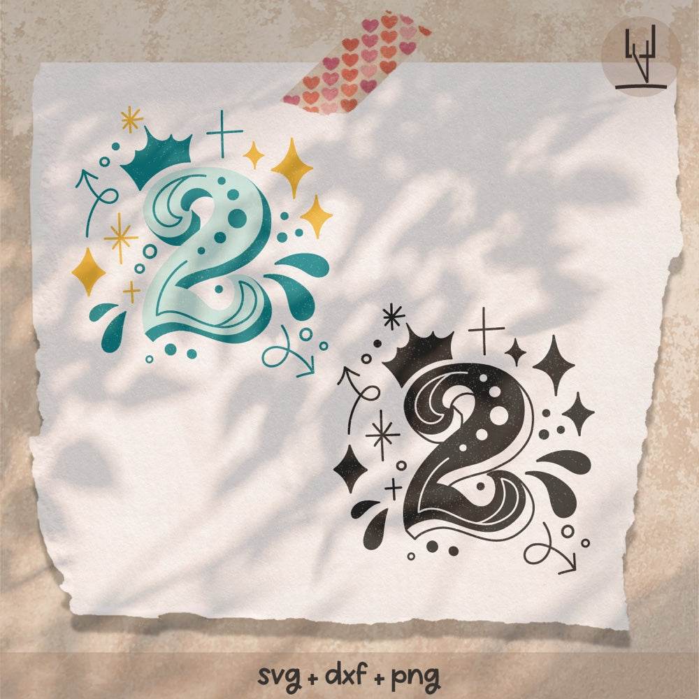 Zahl 2 / ZWEI für Geburtstags-T-Shirt - Plotterdatei - Sewando