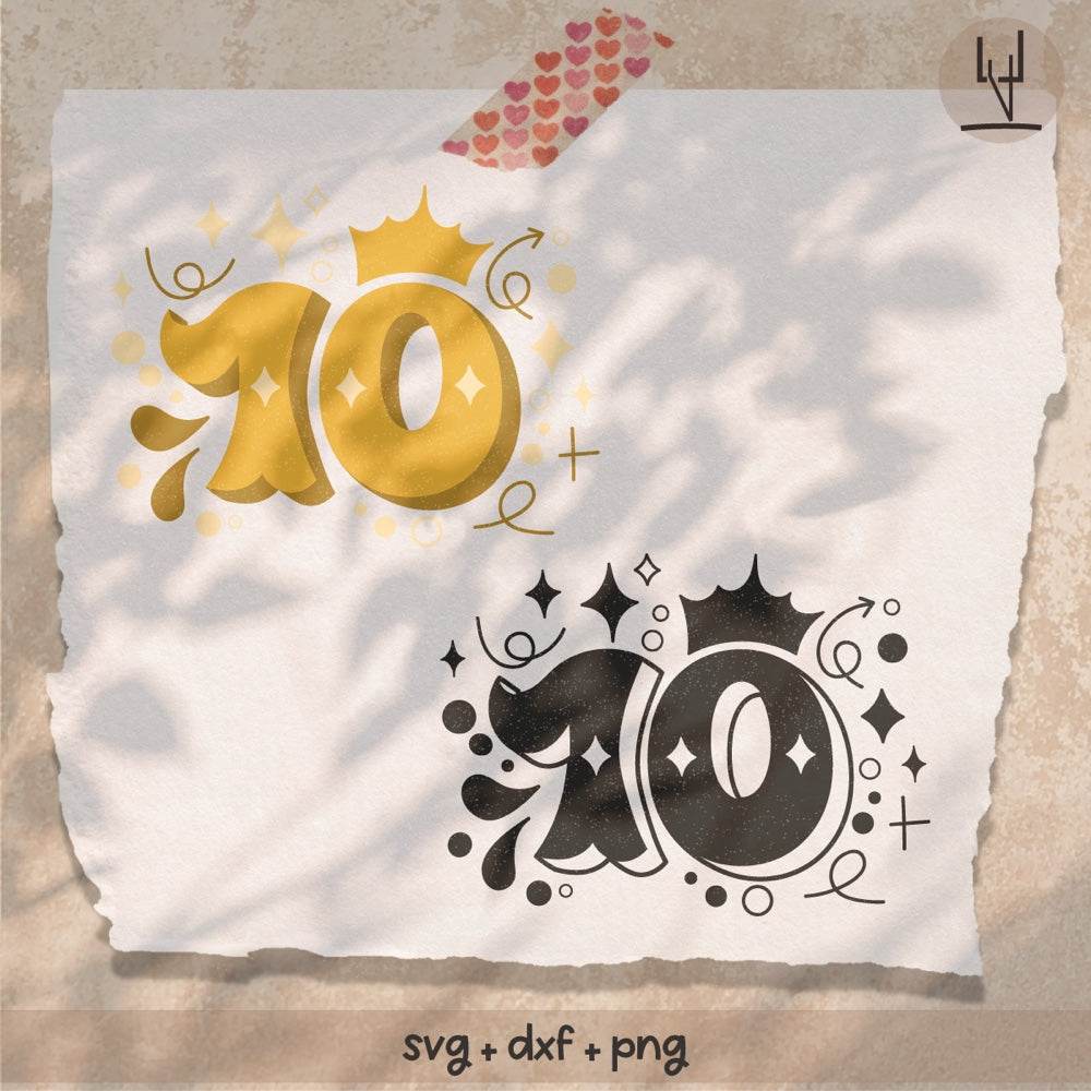 Zahl 10 / ZEHN für Geburtstags-T-Shirt - Plotterdatei - Sewando