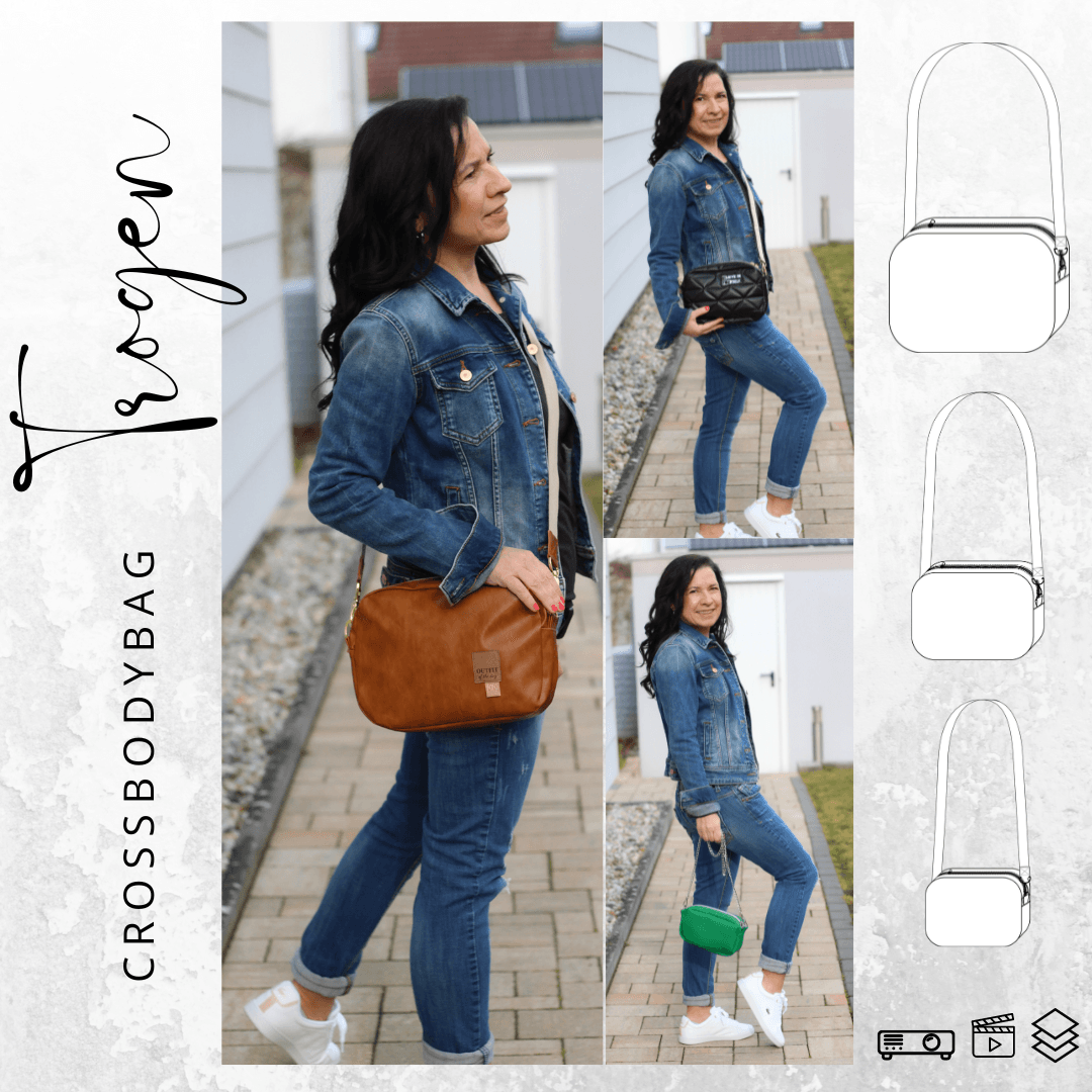 Schnittmuster Crossbag Tasche TROGEN + Videoanleitung : - Sewando