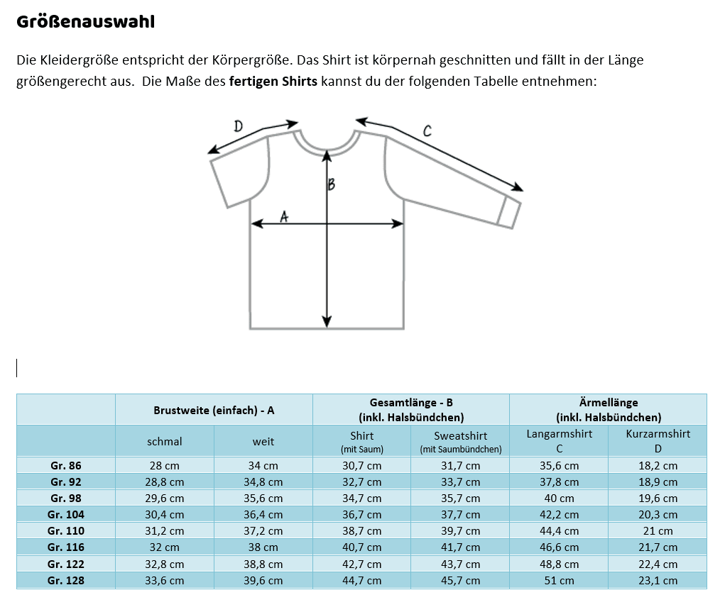 Schnittmuster timtom No.24 Shirt mit vorne-wie-hinten-Ausschnitt,zwei Weiten Gr.86-128 - Sewando
