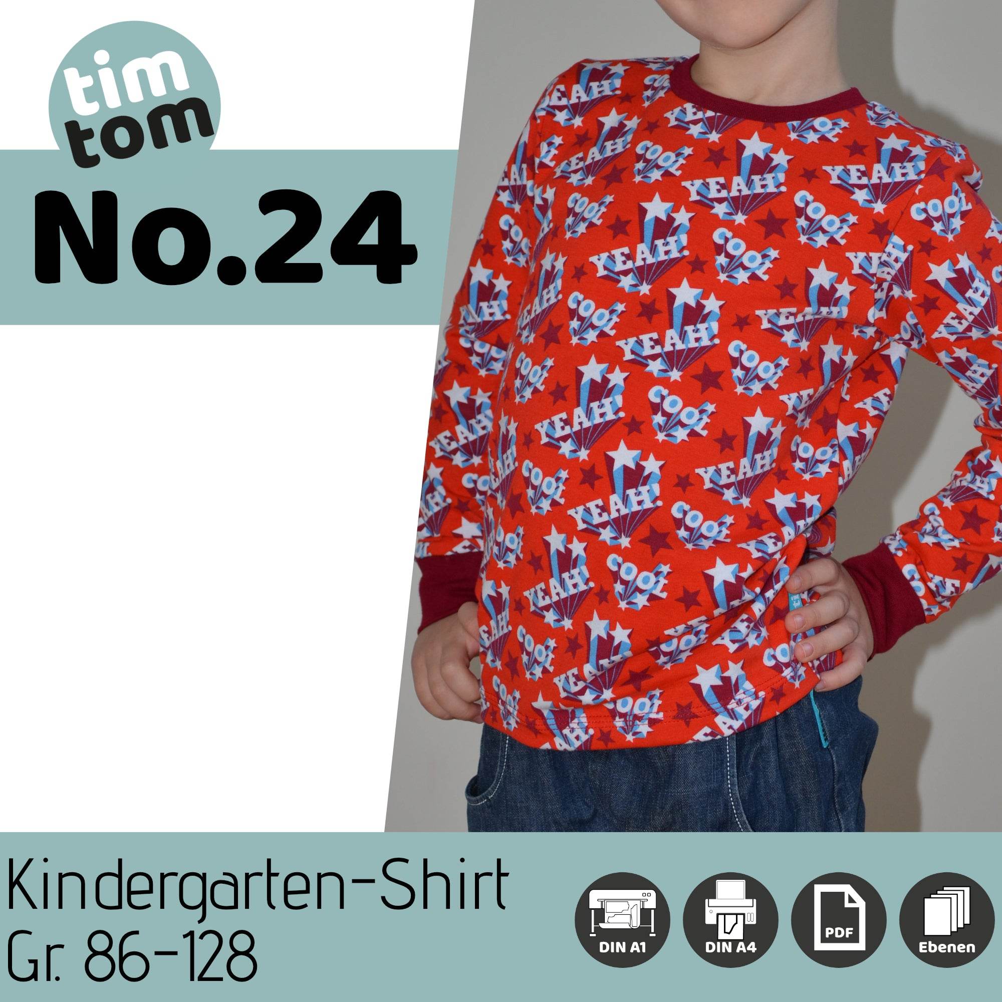 Schnittmuster timtom No.24 Shirt mit vorne-wie-hinten-Ausschnitt,zwei Weiten Gr.86-128 - Sewando