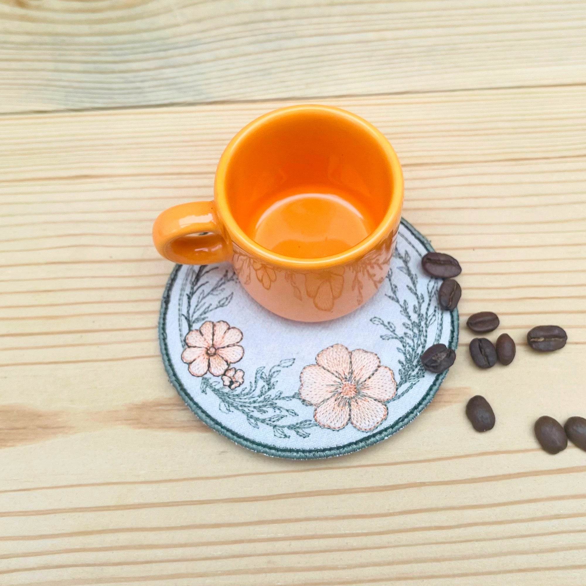 ITH Stickdatei Blumen Mug Rug Set 10x10 mit Sumsenschutz - Sewando