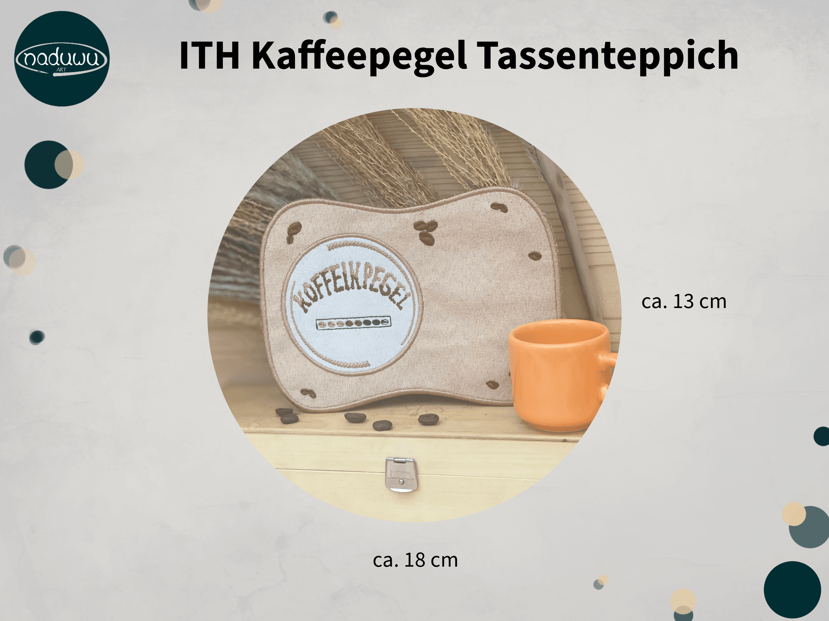 Stickdatei Kaffee Mug Rug Set 10x10, und 13x18 - Sewando