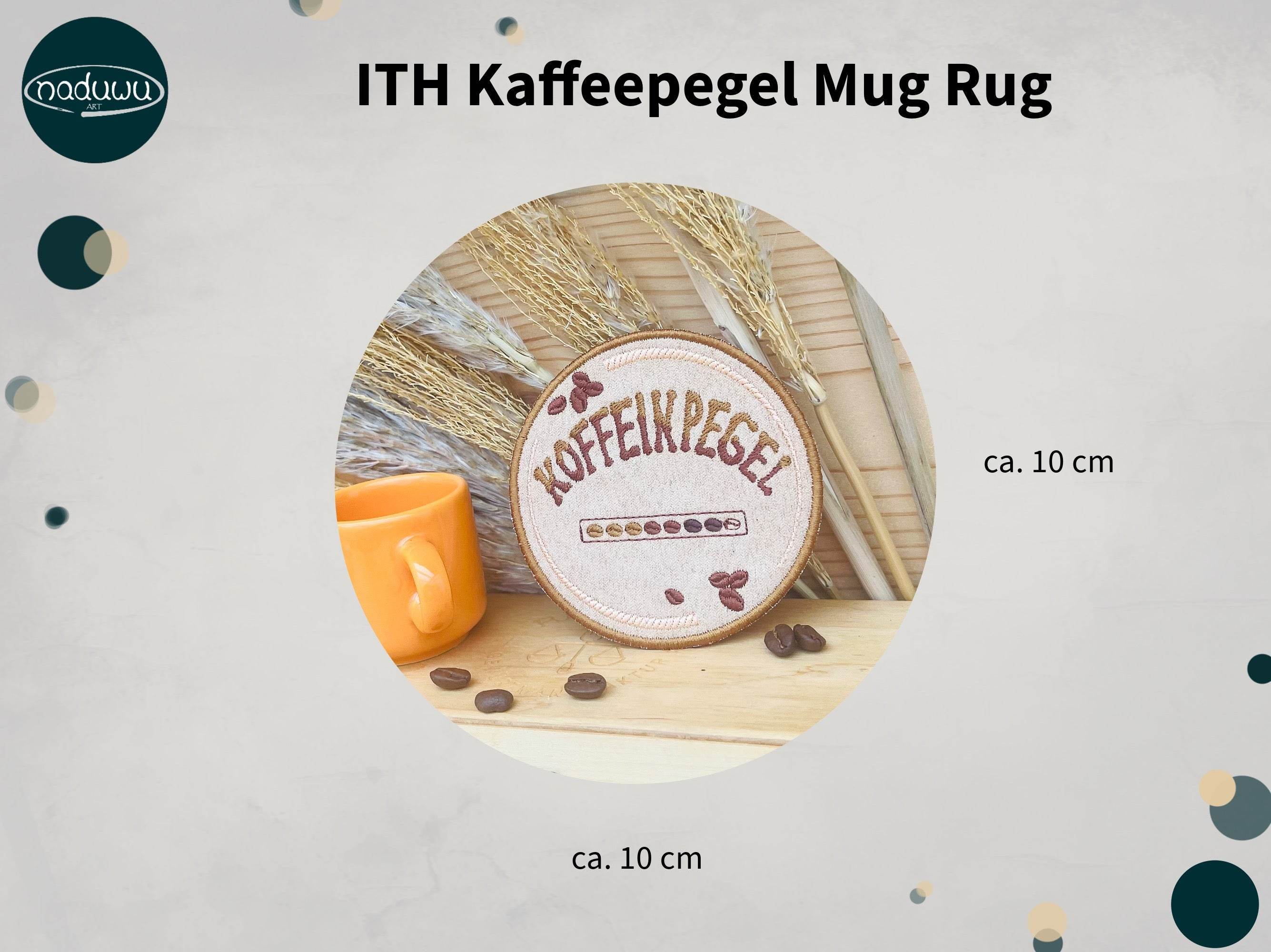 Stickdatei Kaffee Mug Rug Set 10x10, und 13x18 - Sewando