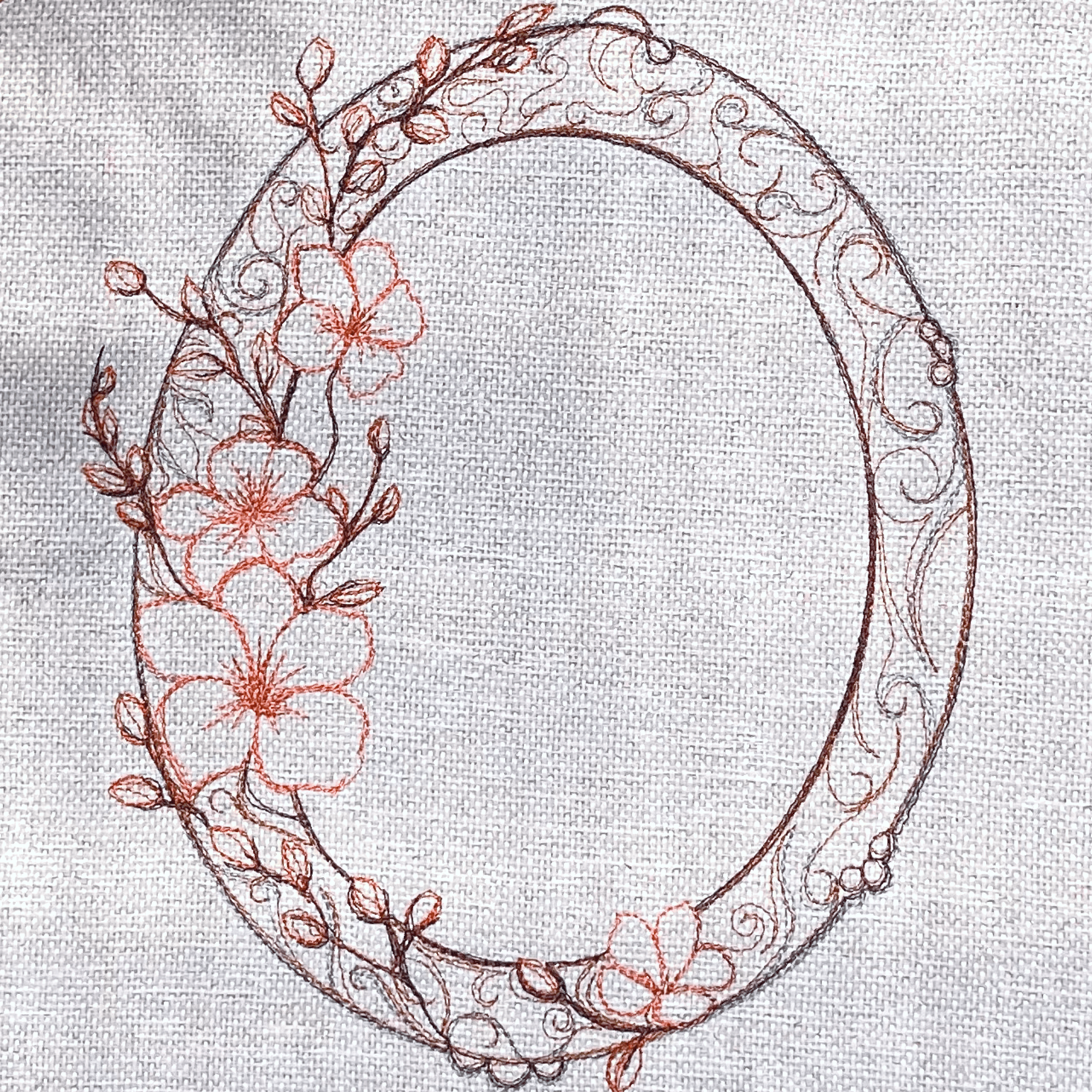Stickdatei Blumenrahmen Set 3 Größen, Blumen Scribble ab 13x18 Rahmen - Sewando