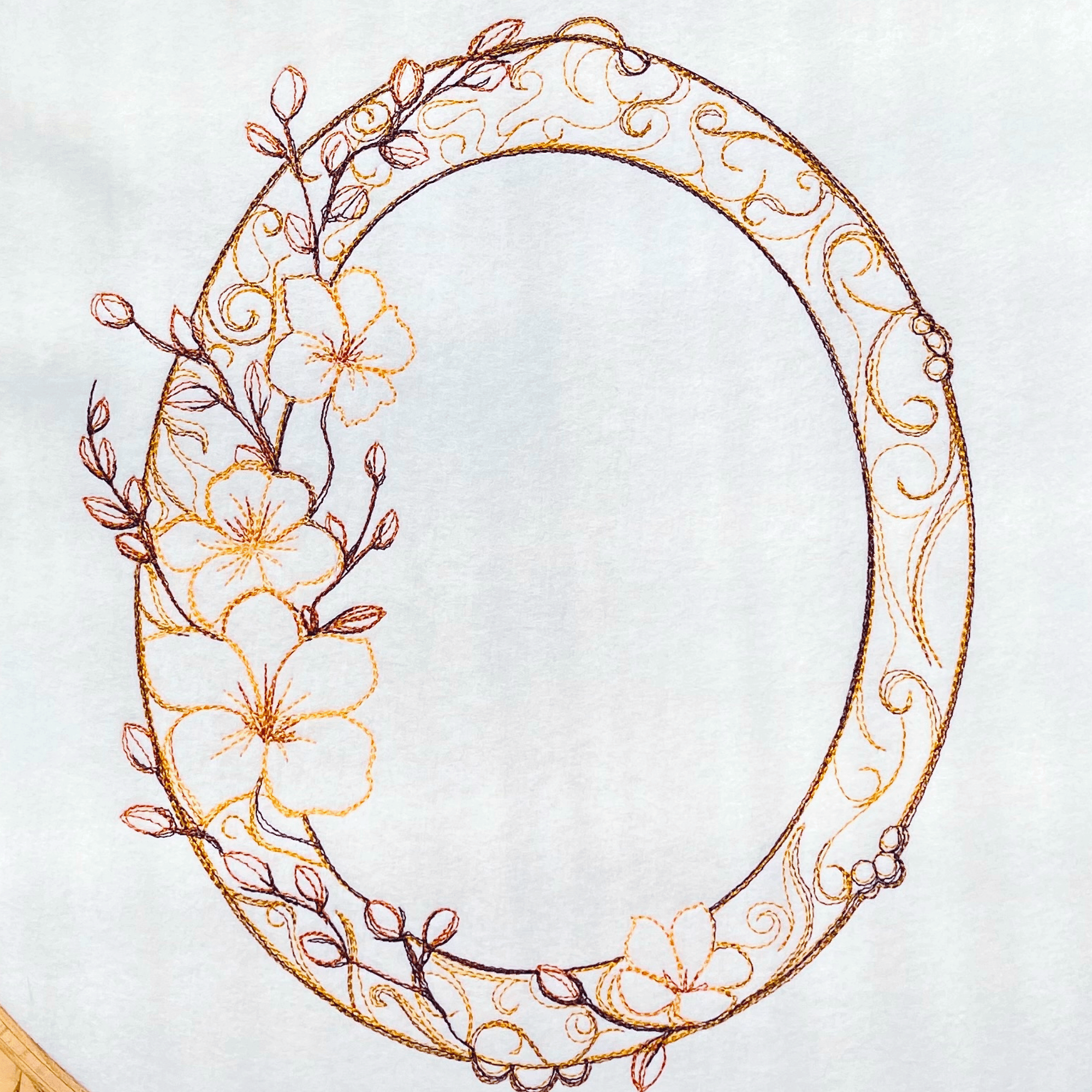 Stickdatei Blumenrahmen Set 3 Größen, Blumen Scribble ab 13x18 Rahmen - Sewando