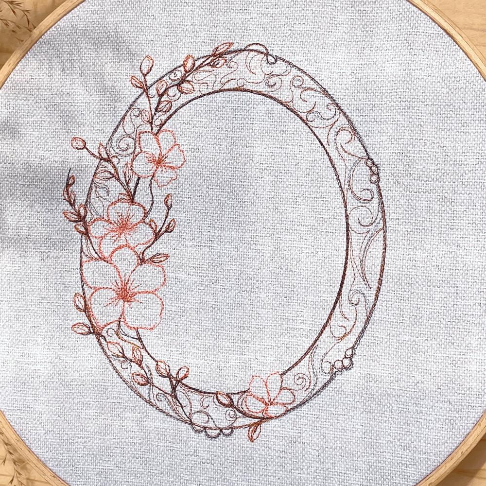 Stickdatei Blumenrahmen Set 3 Größen, Blumen Scribble ab 13x18 Rahmen - Sewando