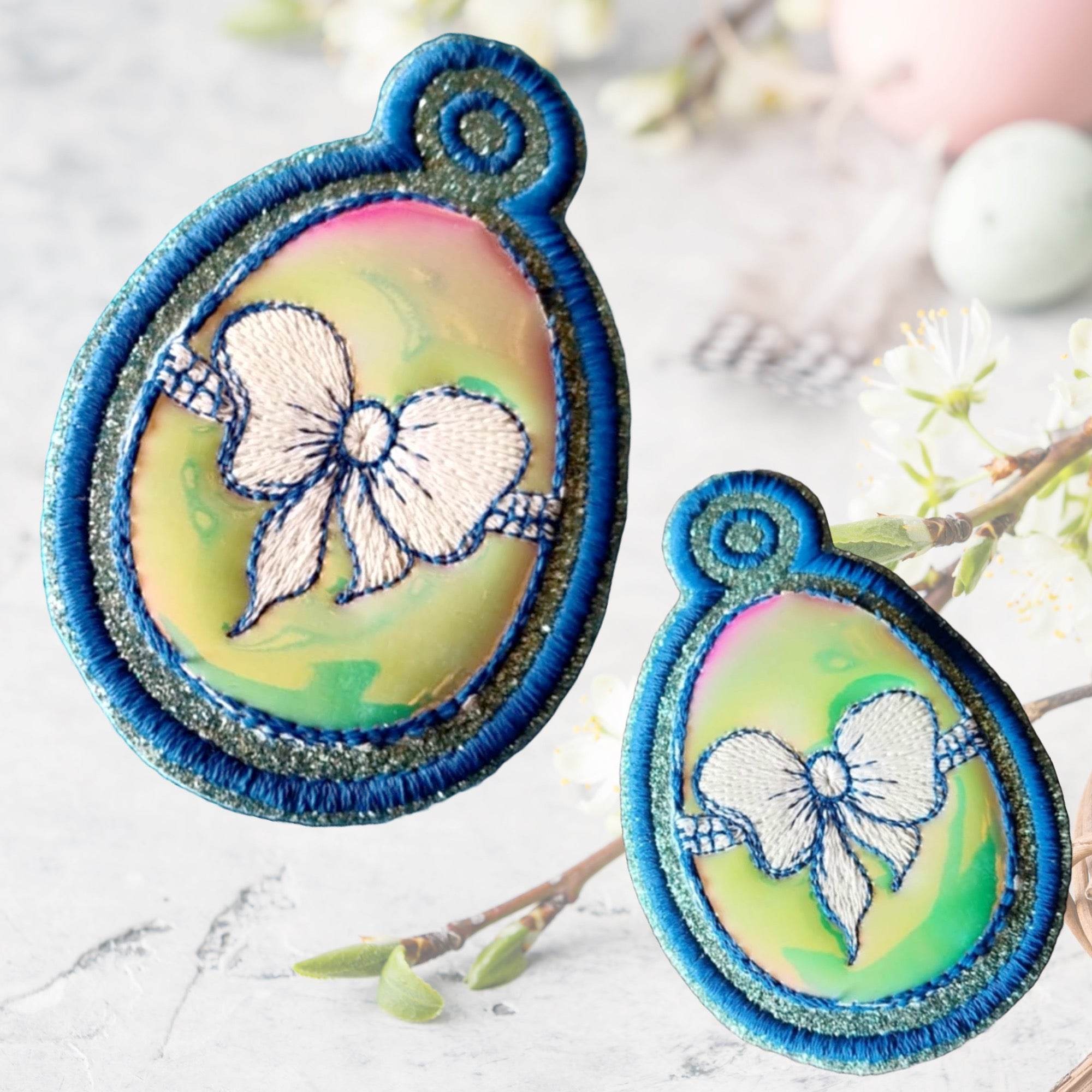 Stickdatei Ostern Set, ITH Geschenkumschlag 13x18 und 16x26,Osterei Geschenkanhänger 10x10 - Sewando