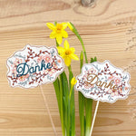 Stickdatei Blumenstecker 10x10 ITH Danke, In The Hoop Pflanzenstecker - Sewando