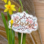 Stickdatei Blumenstecker 10x10 ITH Danke, In The Hoop Pflanzenstecker - Sewando