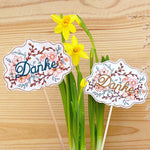 Stickdatei Blumenstecker 10x10 ITH Danke, In The Hoop Pflanzenstecker - Sewando
