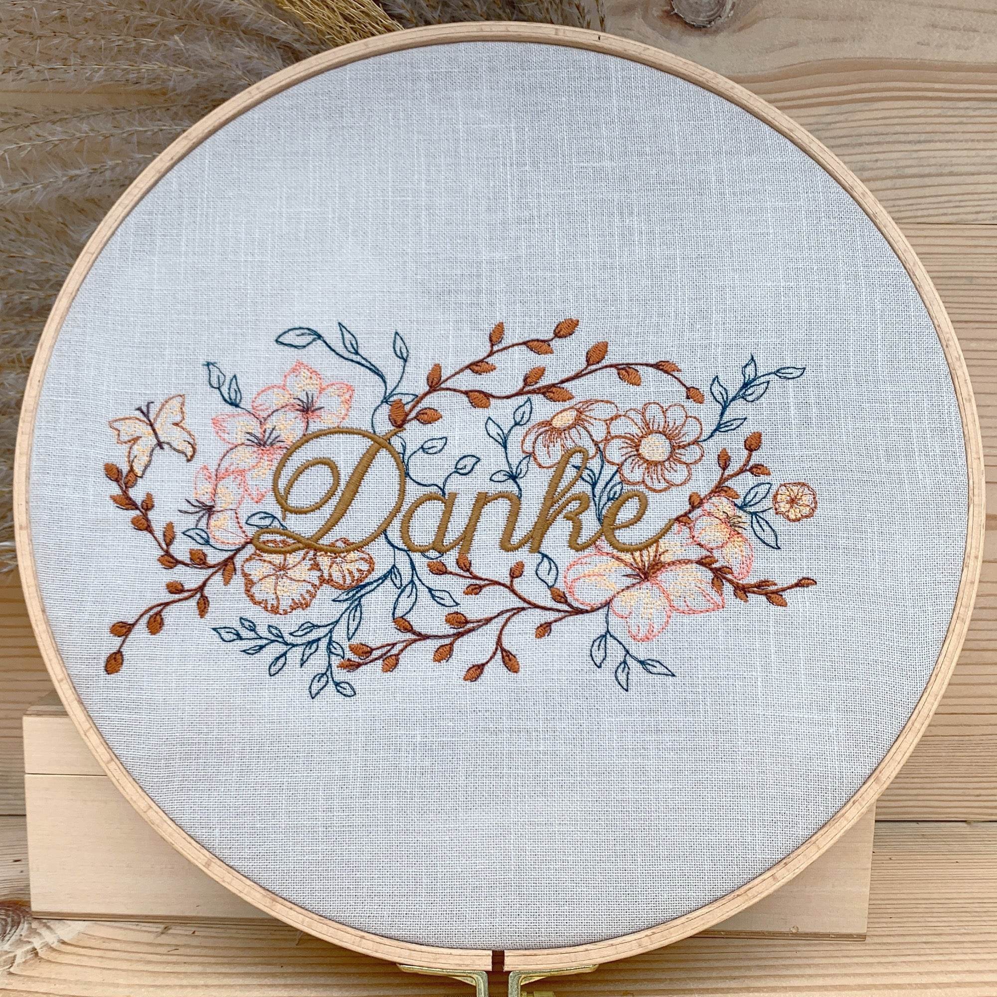 Stickdatei Blumenranke Danke Set mit 4 Größen - Sewando