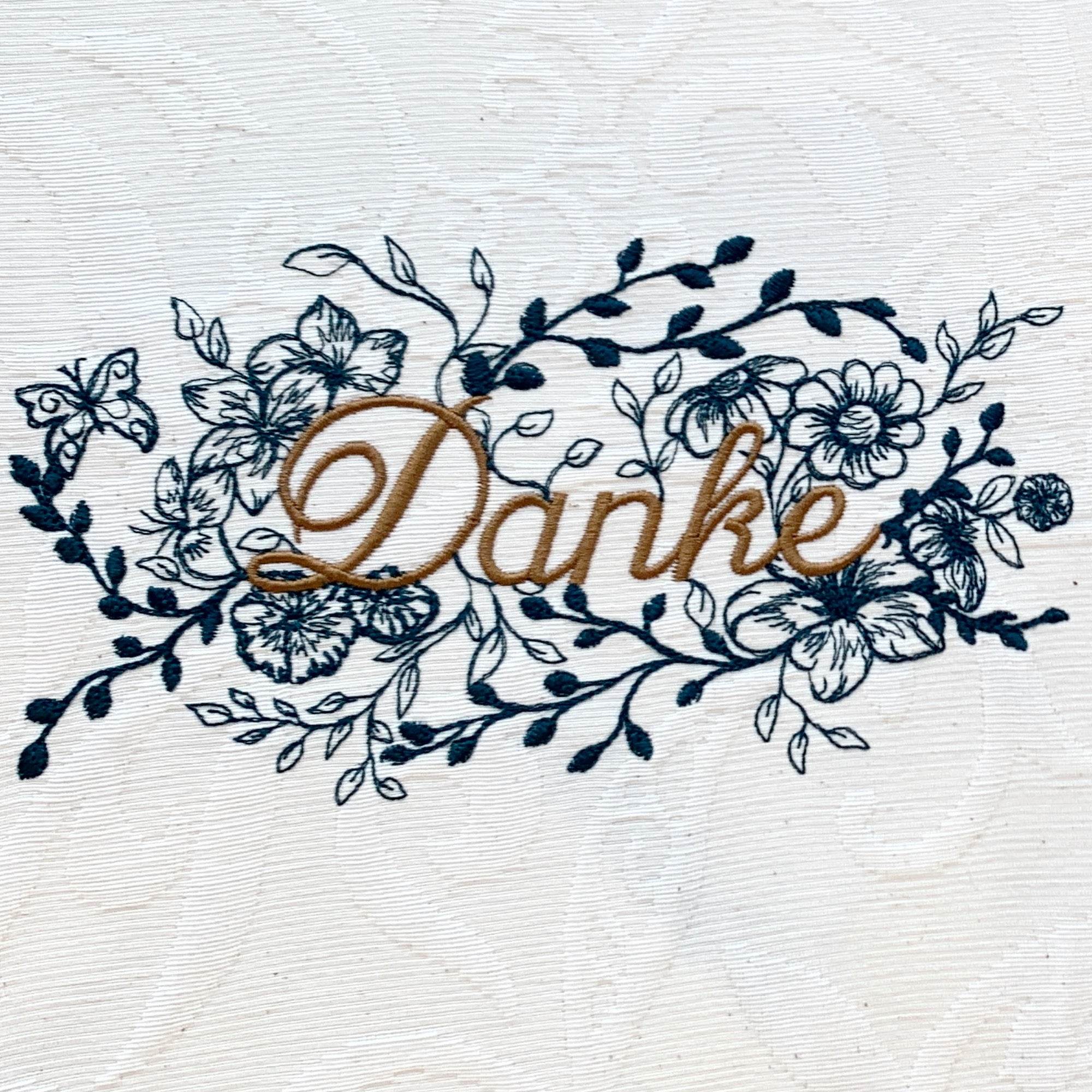 Stickdatei Blumenranke Danke Set mit 4 Größen - Sewando