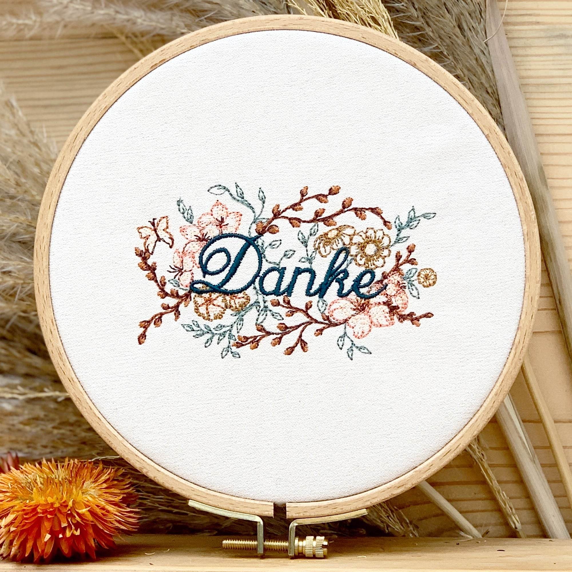 Stickdatei Blumenranke Danke Set mit 4 Größen - Sewando