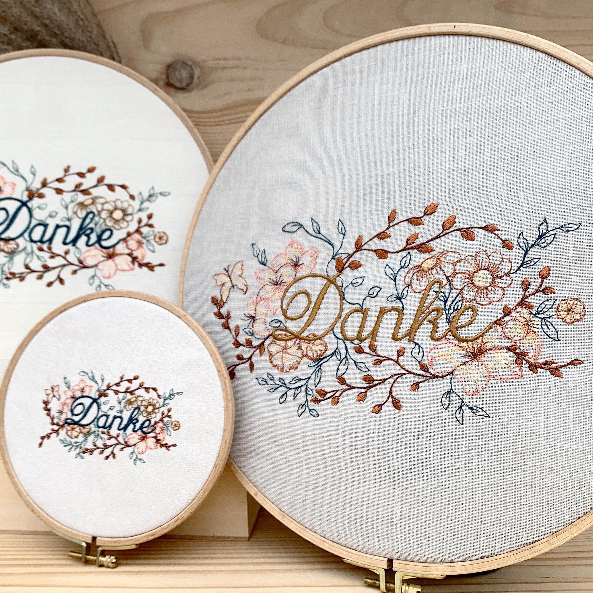 Stickdatei Blumenranke Danke Set mit 4 Größen - Sewando