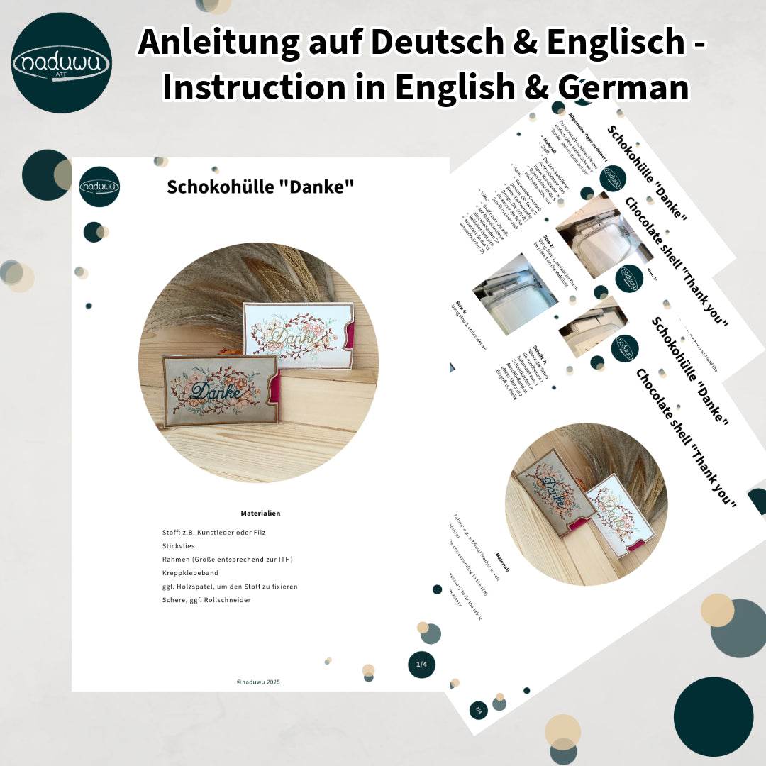 Stickdatei Schokohülle 13x18 ITH, In The Hoop Geschenkhülle - Sewando