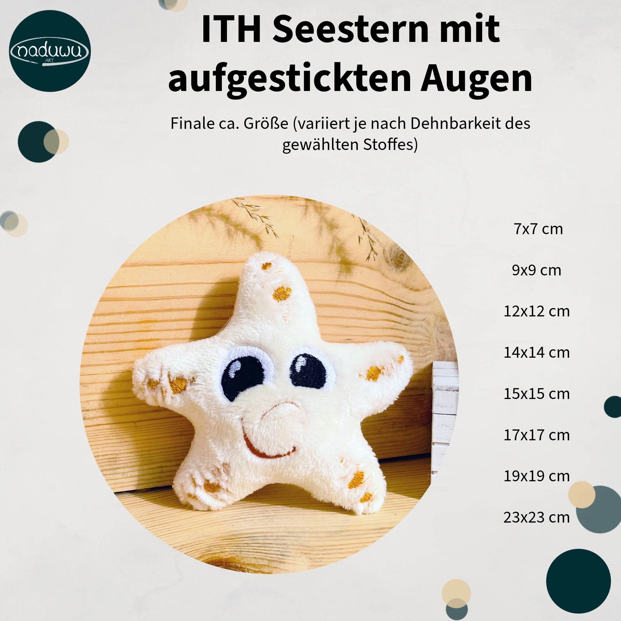 Stickdatei Seestern ITH Set, Sternkissen mit 2 Varianten in 8 Größen - Sewando