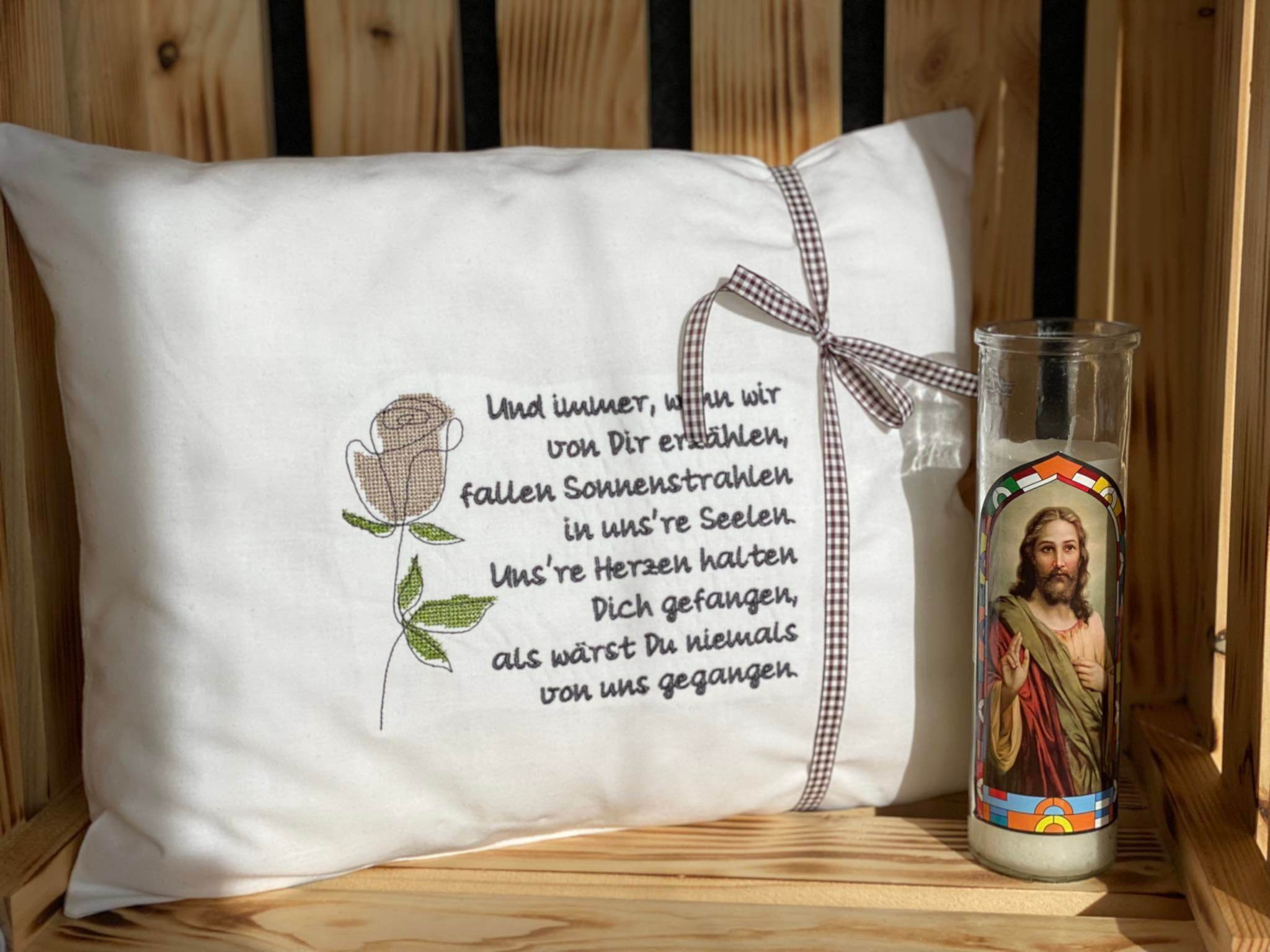 Stickdatei - 2 Trauersprüche mit Rosen - Sewando