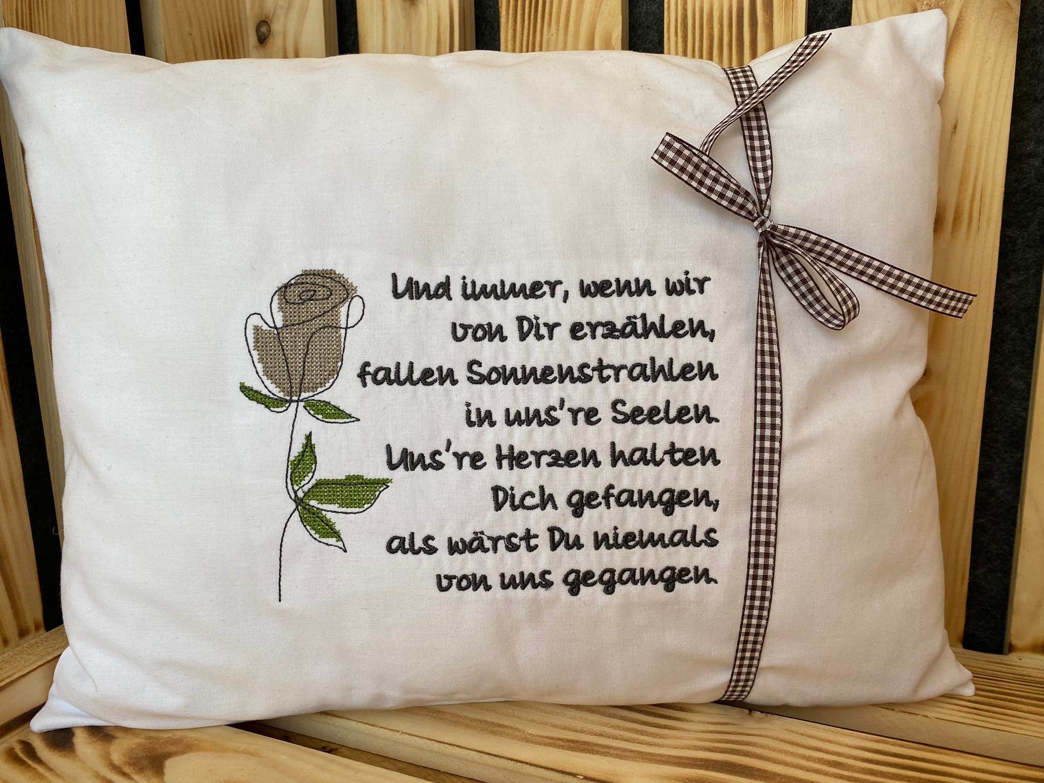 Stickdatei - 2 Trauersprüche mit Rosen - Sewando