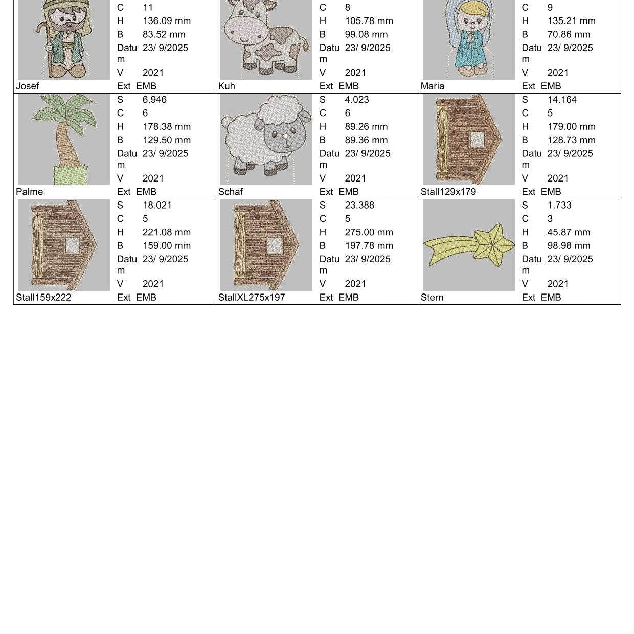 Stickdatei Weihnachten Krippe Jesus Geburt Set 2585 - Sewando