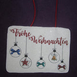Stickdatei - Schild / Türhänger "Frohe Weihnachten" Single Line