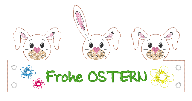 Stickdatei - Hasen-Manschetten für Gläser/Vasen in 2 Größen - Sewando