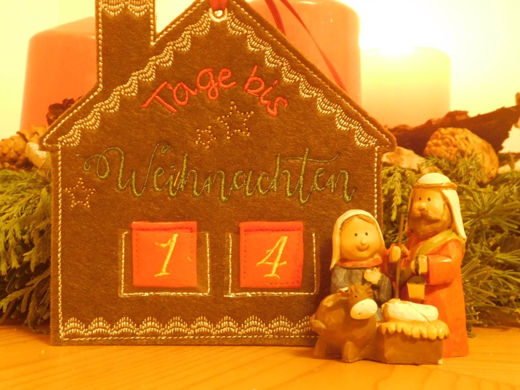 Stickdatei - Adventskalender Lebkuchenhaus - Sewando