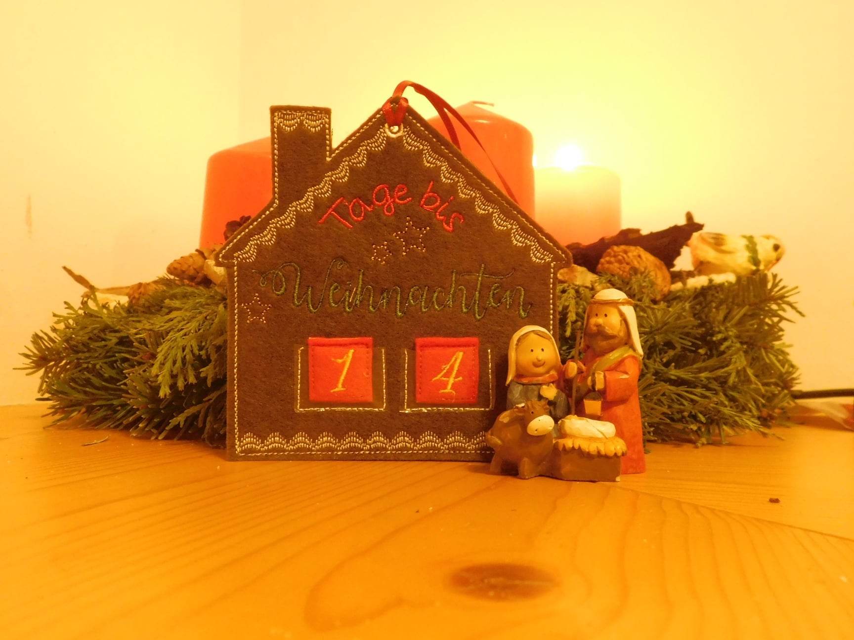 Stickdatei - Adventskalender Lebkuchenhaus - Sewando