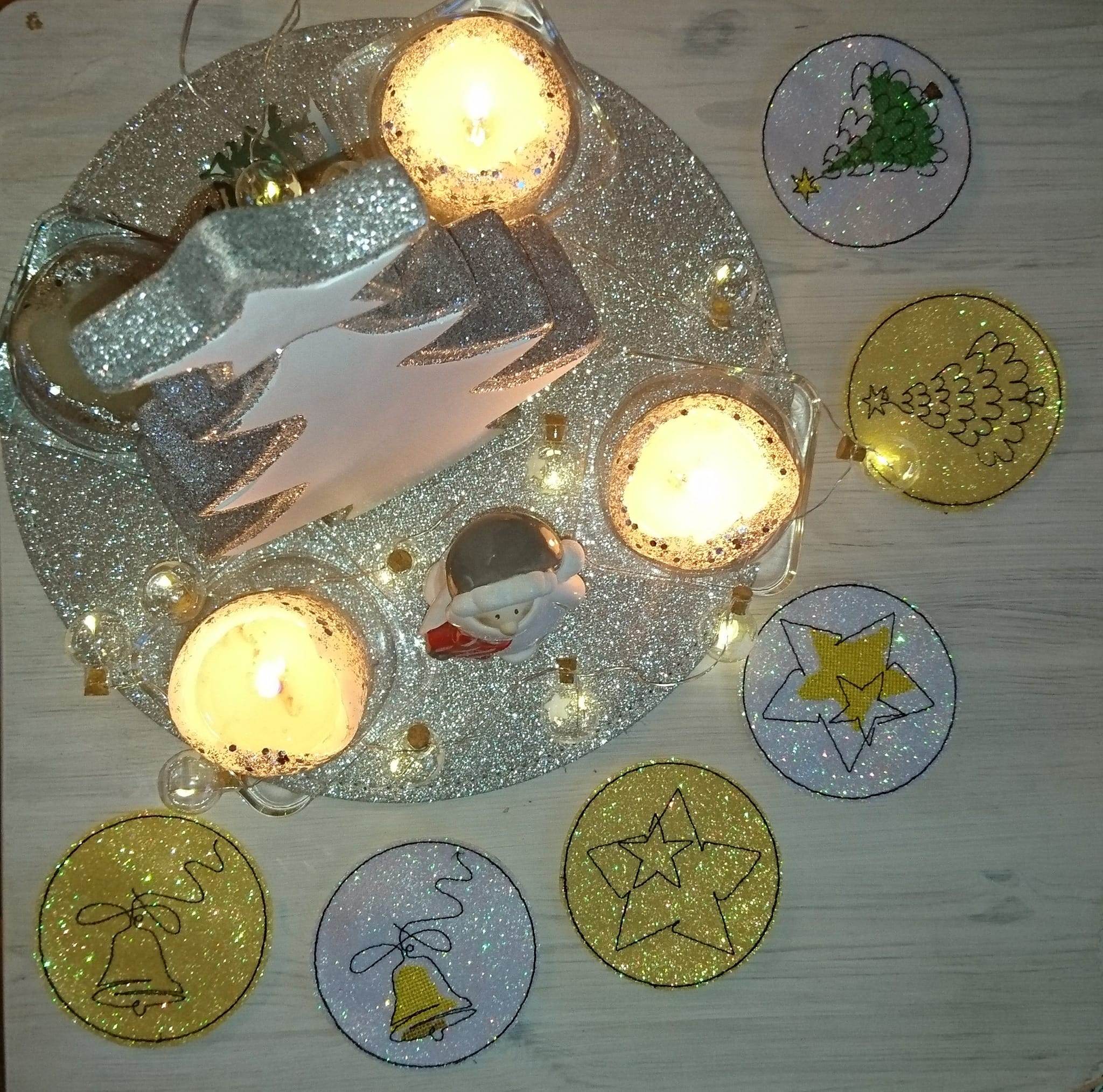 Stickdatei - Untersetzer Single Line Advent (24 Dateien) - Sewando