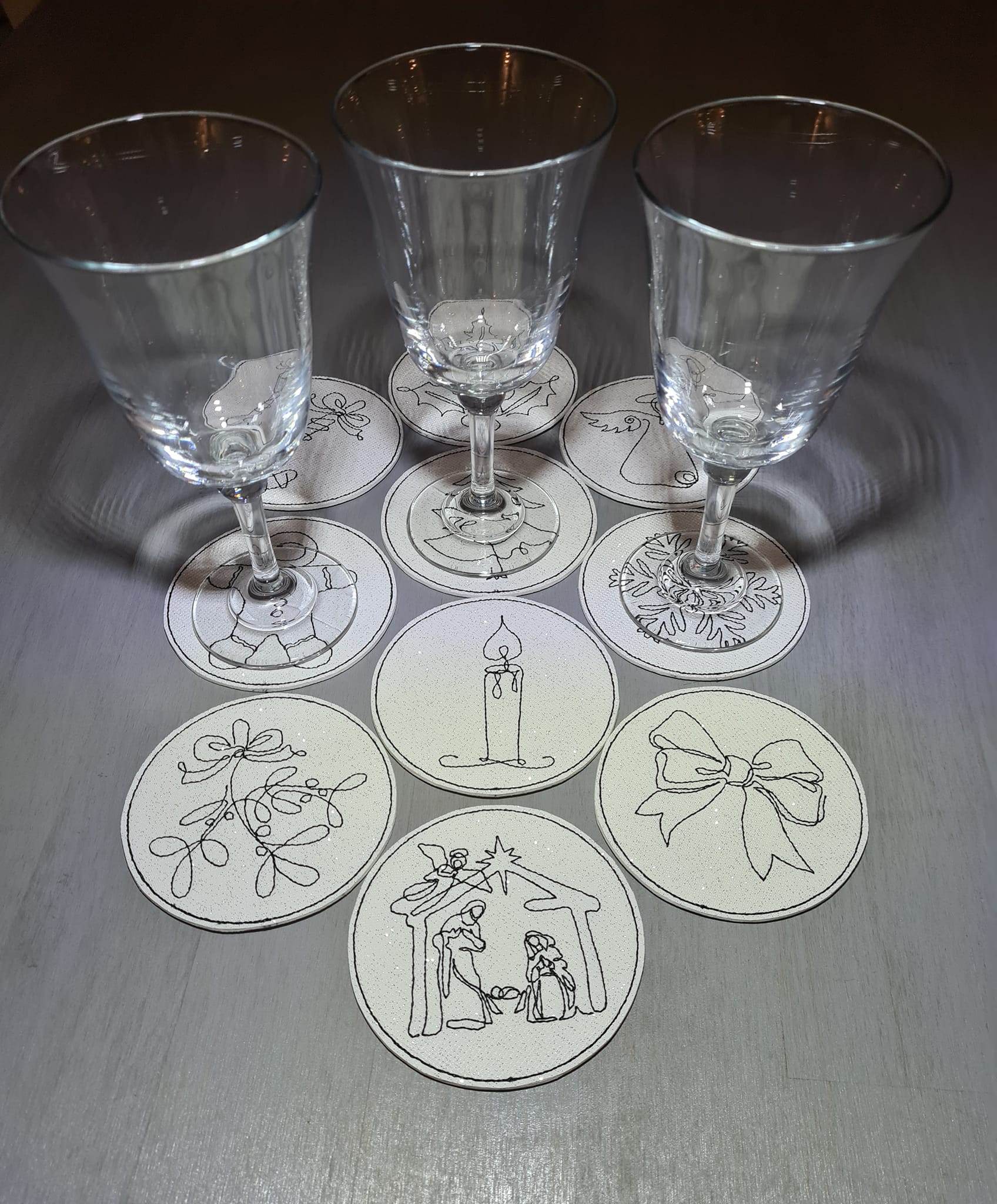 Stickdatei - Untersetzer Single Line Advent (24 Dateien) - Sewando