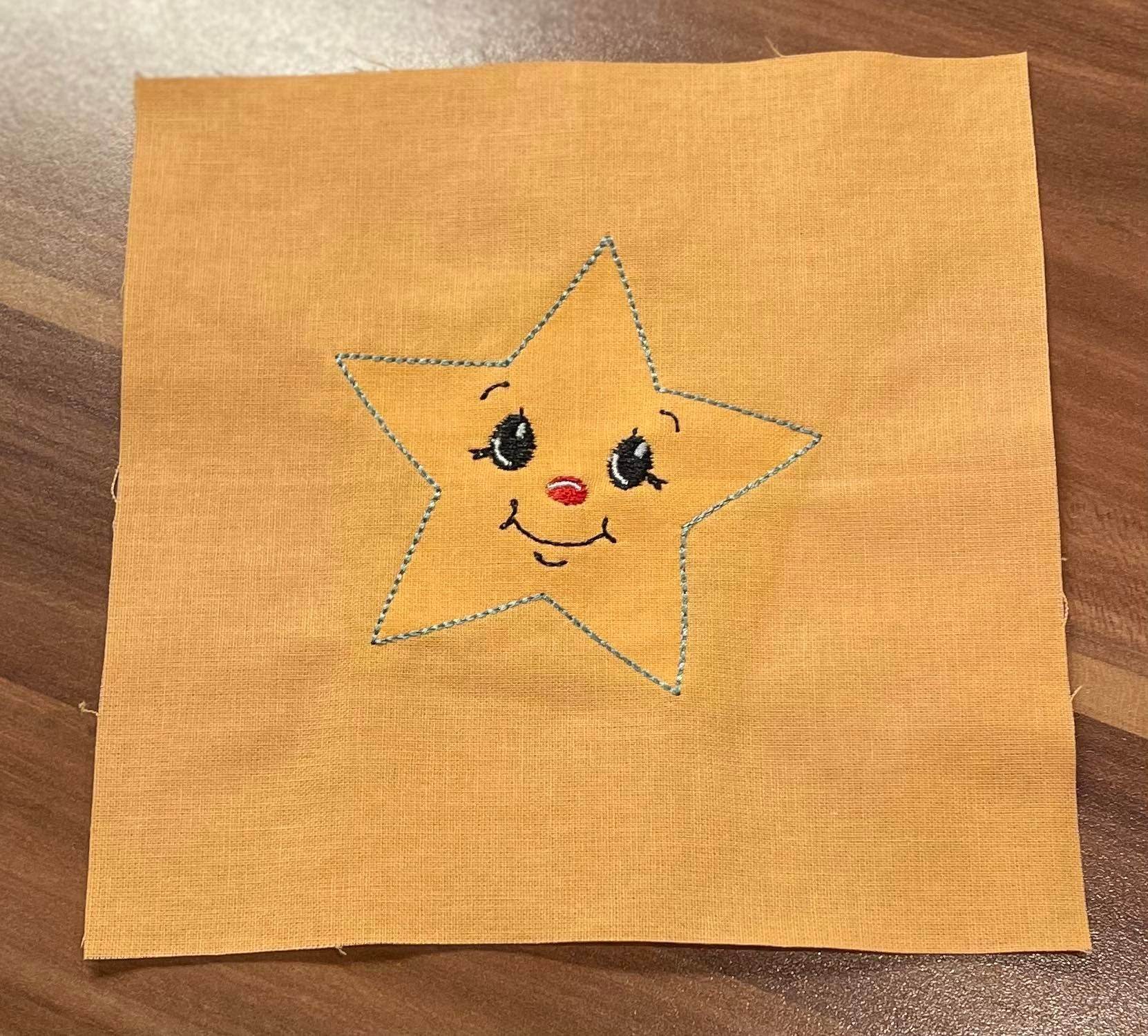 Stickdatei - 6 Sterne mit Gesicht (ITH und Doodle) - Sewando