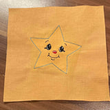 Stickdatei - 6 Sterne mit Gesicht (ITH und Doodle) - Sewando