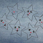 Stickdatei - 6 Sterne mit Gesicht (ITH und Doodle) - Sewando