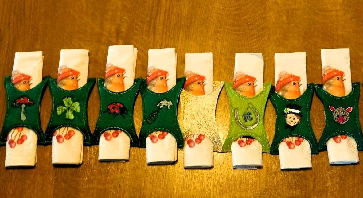 Stickdatei - Serviettenringe Glücksbringer - Sewando