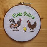 Stickdatei - Türschild / Wandhänger Ostern "Hahn & Henne"