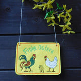 Stickdatei - Türschild / Wandhänger Ostern "Hahn & Henne"