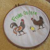 Stickdatei - Türschild / Wandhänger Ostern "Hahn & Henne"