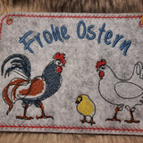 Stickdatei - Türschild / Wandhänger Ostern "Hahn & Henne"