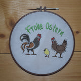 Stickdatei - Türschild / Wandhänger Ostern "Hahn & Henne"