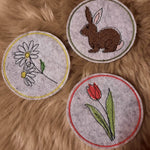 Stickdatei 16 Untersetzer Ostern - Single Line - Sewando